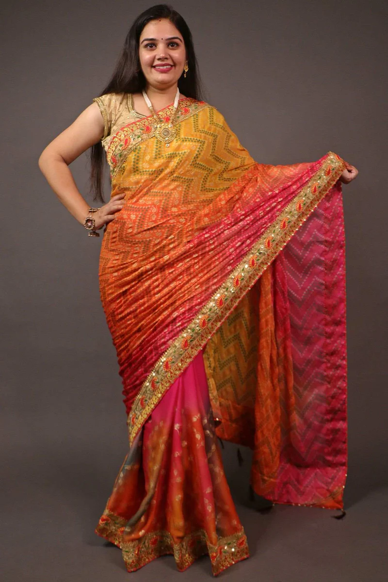Gota Patti Bandhani Tassel Pallu 1min Saree